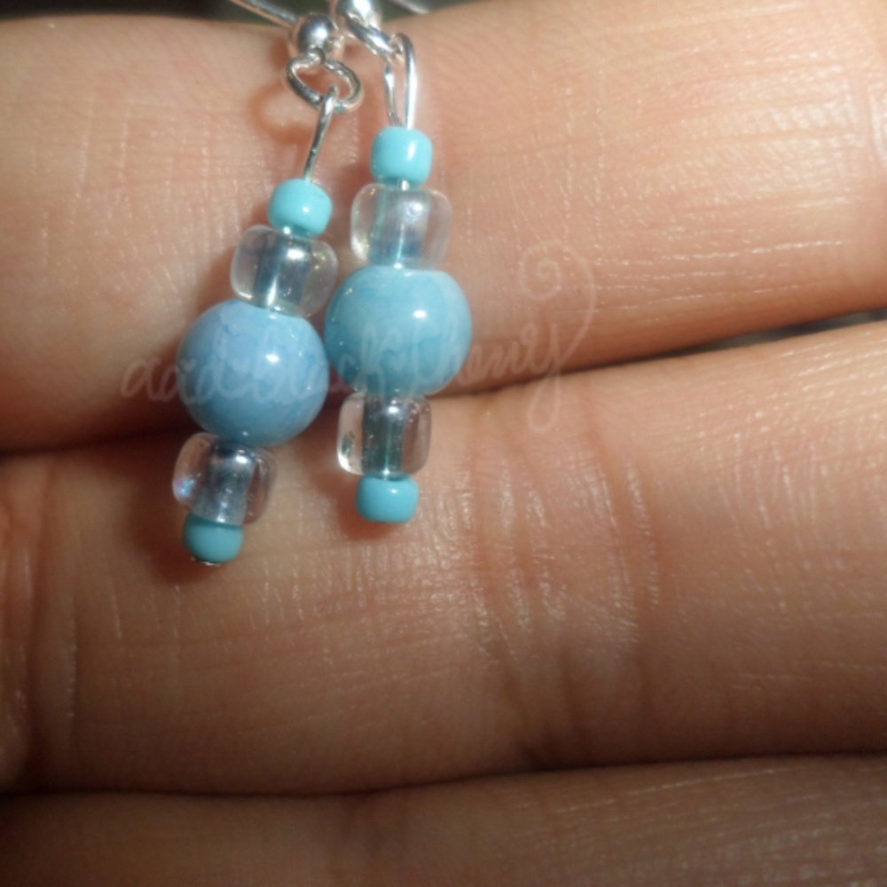 OOAK Blue Creme Earrings